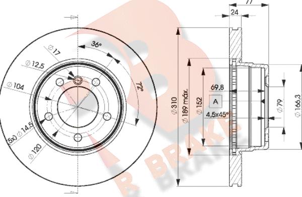 R Brake 78RBD16402 - Гальмівний диск autozip.com.ua