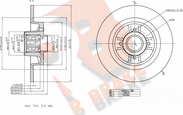 R Brake 78RBD16329 - Гальмівний диск autozip.com.ua