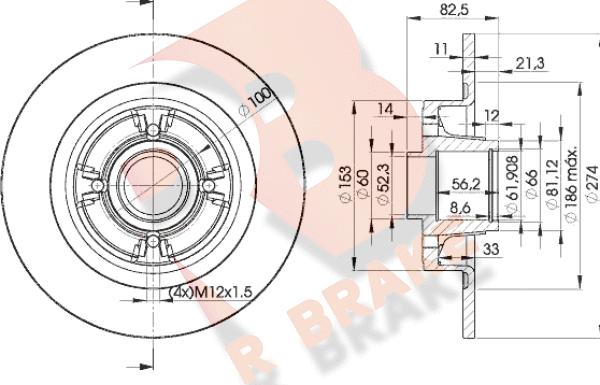 R Brake 78RBD16328 - Гальмівний диск autozip.com.ua