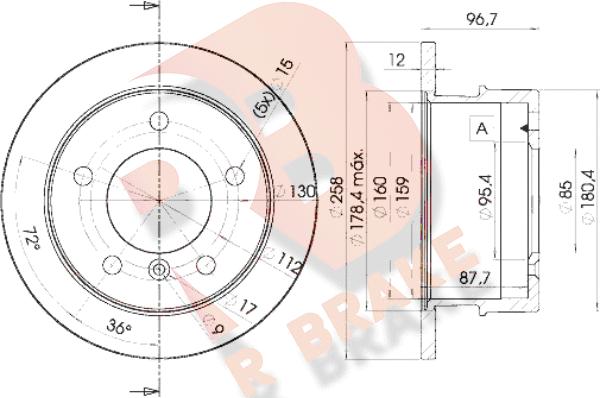 R Brake 78RBD10184 - Гальмівний диск autozip.com.ua