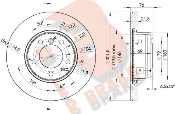 R Brake 78RBD18040 - Гальмівний диск autozip.com.ua