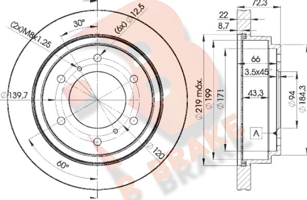 R Brake 78RBD18067 - Гальмівний диск autozip.com.ua