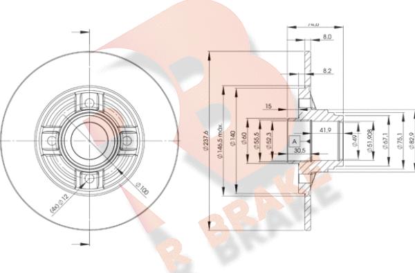 R Brake 78RBD18078 - Гальмівний диск autozip.com.ua