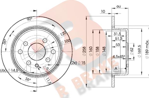 R Brake 78RBD29581 - Гальмівний диск autozip.com.ua