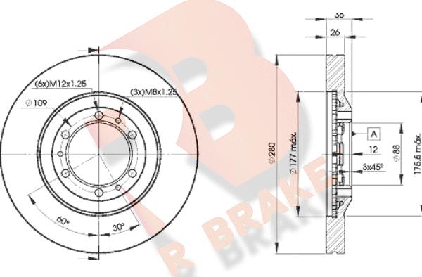 R Brake 78RBD29050 - Гальмівний диск autozip.com.ua