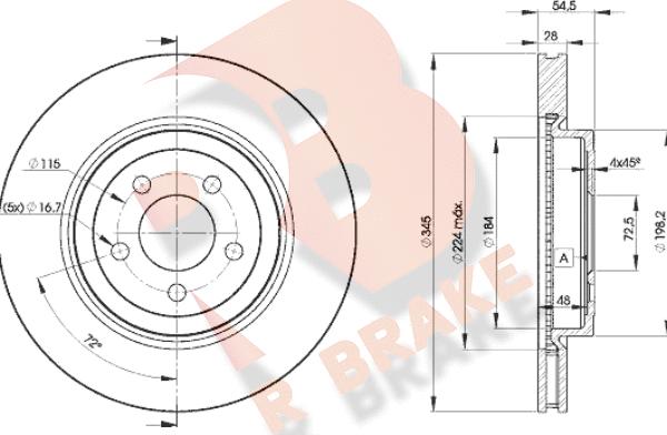 R Brake 78RBD29197 - Гальмівний диск autozip.com.ua