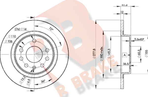 R Brake 78RBD29115 - Гальмівний диск autozip.com.ua