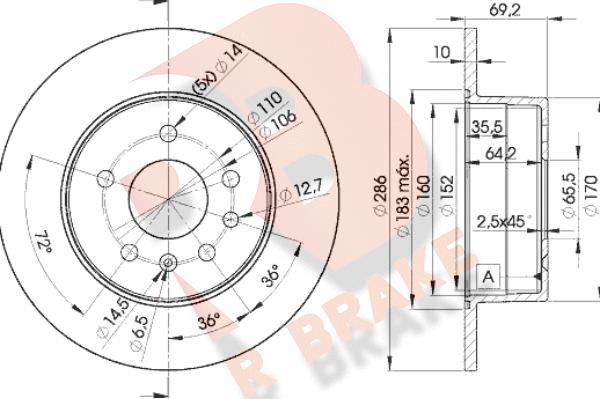 R Brake 78RBD29210 - Гальмівний диск autozip.com.ua