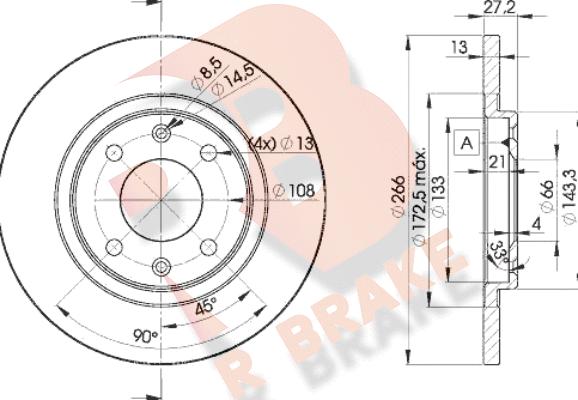 R Brake 78RBD24692 - Гальмівний диск autozip.com.ua