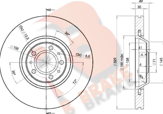 R Brake 78RBD24608 - Гальмівний диск autozip.com.ua