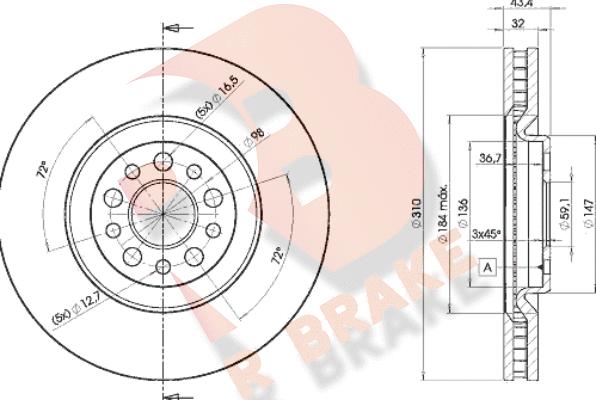 R Brake 78RBD24684 - Гальмівний диск autozip.com.ua