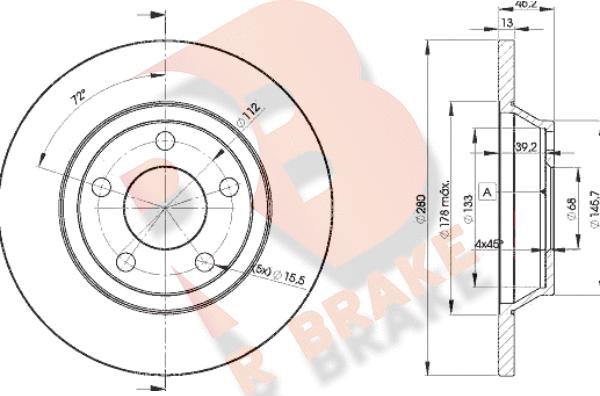 R Brake 78RBD24064 - Гальмівний диск autozip.com.ua