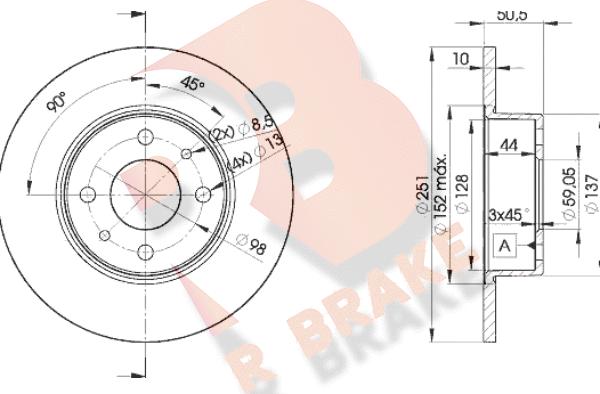 R Brake 78RBD24070 - Гальмівний диск autozip.com.ua