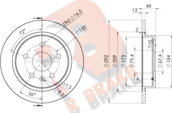 R Brake 78RBD24117 - Гальмівний диск autozip.com.ua