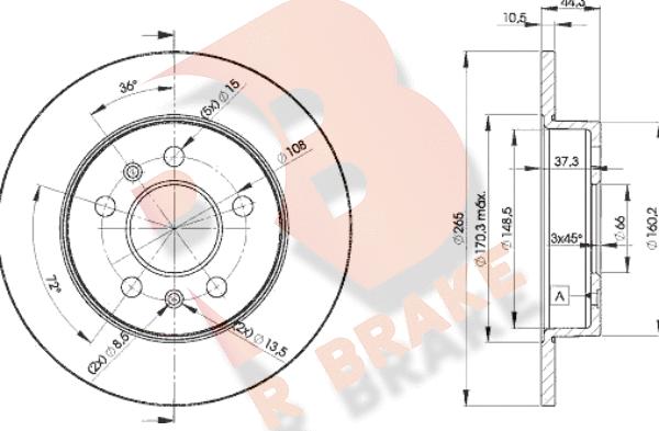 R Brake 78RBD24296 - Гальмівний диск autozip.com.ua