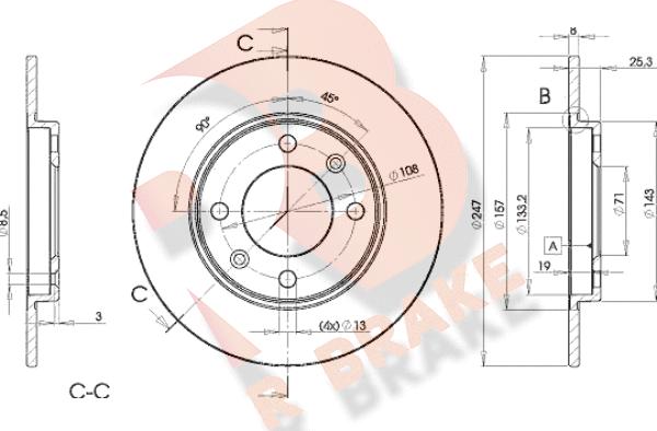 R Brake 78RBD24247 - Гальмівний диск autozip.com.ua