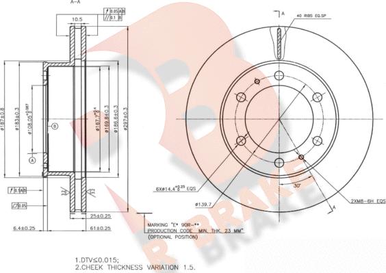 R Brake 78RBD24211 - Гальмівний диск autozip.com.ua