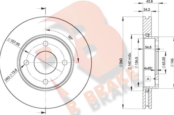 R Brake 78RBD25950 - Гальмівний диск autozip.com.ua