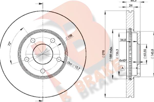 R Brake 78RBD25980 - Гальмівний диск autozip.com.ua