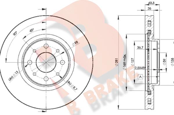 R Brake 78RBD25546 - Гальмівний диск autozip.com.ua