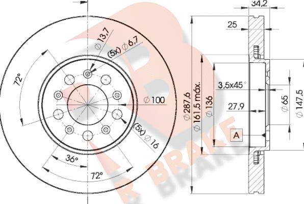 R Brake 78RBD25604 - Гальмівний диск autozip.com.ua