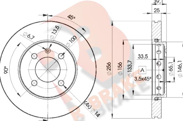 R Brake 78RBD25605 - Гальмівний диск autozip.com.ua