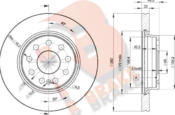 R Brake 78RBD25614 - Гальмівний диск autozip.com.ua