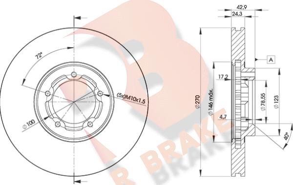 R Brake 78RBD25611 - Гальмівний диск autozip.com.ua