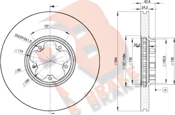 R Brake 78RBD25613 - Гальмівний диск autozip.com.ua