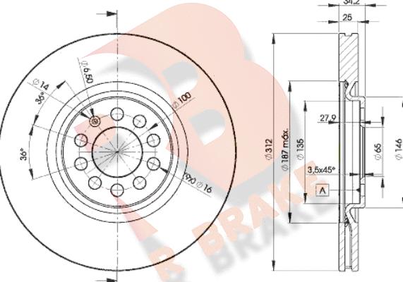 R Brake 78RBD25620 - Гальмівний диск autozip.com.ua