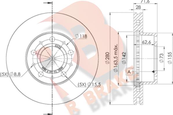 R Brake 78RBD25622 - Гальмівний диск autozip.com.ua