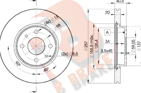 R Brake 78RBD25056 - Гальмівний диск autozip.com.ua