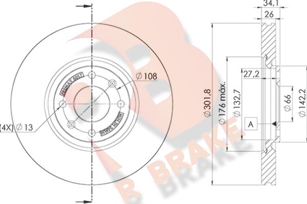 R Brake 78RBD25017 - Гальмівний диск autozip.com.ua