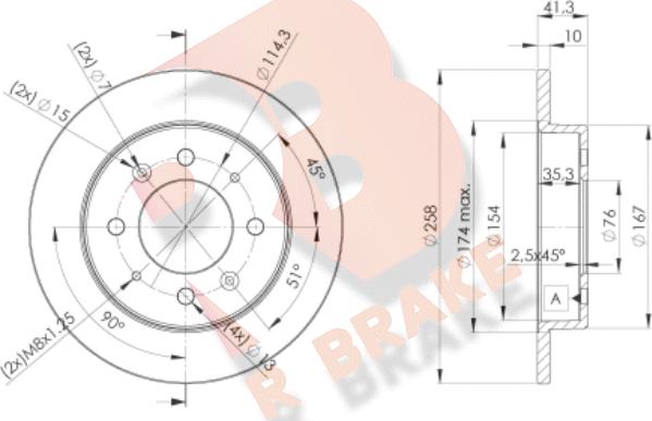 R Brake 78RBD25020 - Гальмівний диск autozip.com.ua