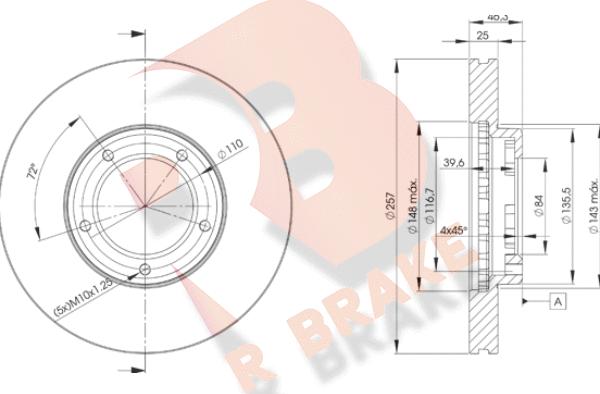 R Brake 78RBD25180 - Гальмівний диск autozip.com.ua