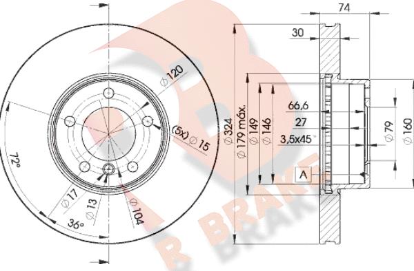 R Brake 78RBD25859 - Гальмівний диск autozip.com.ua