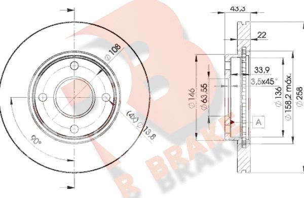 R Brake 78RBD25344 - Гальмівний диск autozip.com.ua