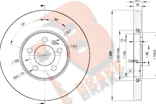 R Brake 78RBD25302 - Гальмівний диск autozip.com.ua