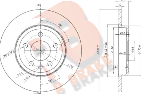 R Brake 78RBD25316 - Гальмівний диск autozip.com.ua