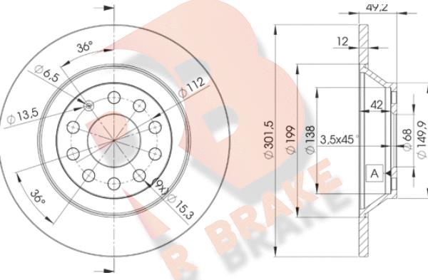 R Brake 78RBD25313 - Гальмівний диск autozip.com.ua