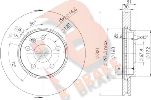 R Brake 78RBD25387 - Гальмівний диск autozip.com.ua