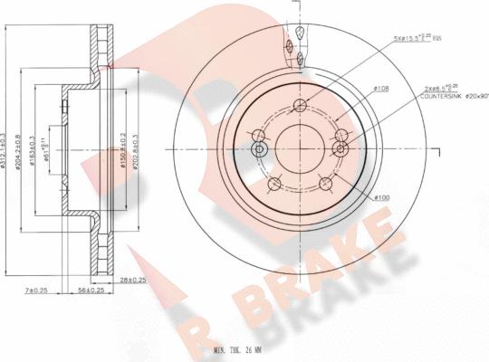 R Brake 78RBD26573 - Гальмівний диск autozip.com.ua