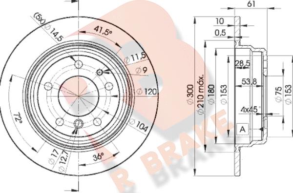 R Brake 78RBD26668 - Гальмівний диск autozip.com.ua