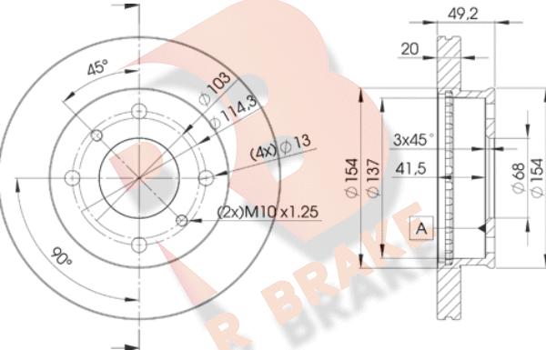 R Brake 78RBD26001 - Гальмівний диск autozip.com.ua