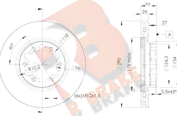 R Brake 78RBD26031 - Гальмівний диск autozip.com.ua