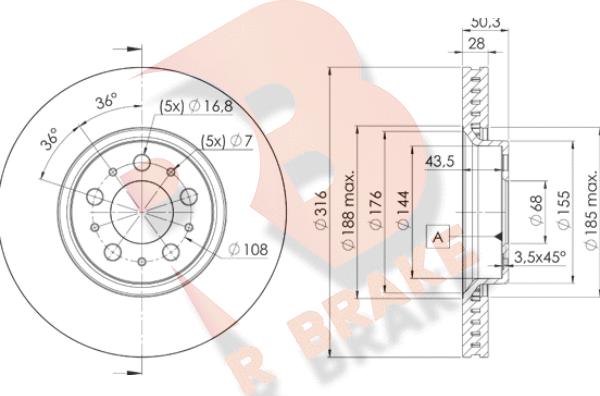 R Brake 78RBD26074 - Гальмівний диск autozip.com.ua