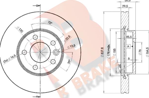 R Brake 78RBD26153 - Гальмівний диск autozip.com.ua