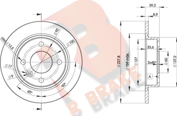 R Brake 78RBD26165 - Гальмівний диск autozip.com.ua