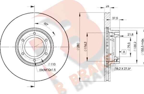 R Brake 78RBD26847 - Гальмівний диск autozip.com.ua