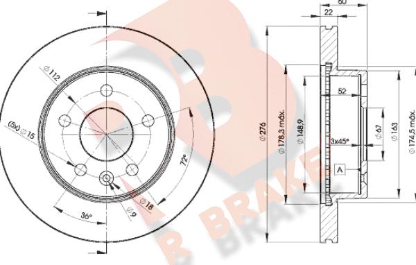 R Brake 78RBD26380 - Гальмівний диск autozip.com.ua